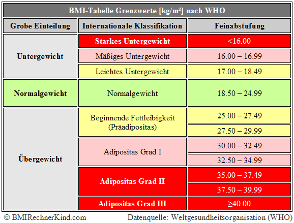 Bmi Tabelle Fur Jedes Alter Geschlecht Bmi Rechner Kind